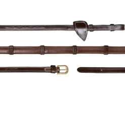 Dy'on D Collection Rubber Reins With 7 Leather Loops Brown