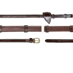 Dy'on D Collection Hunter Reins With 7 Leather Loops - Brown - Full Size