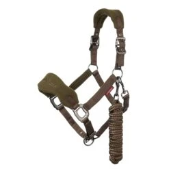 LeMieux Vogue Headcollar With Leadrope - Fleece Material -Sabandar Store lm vogueheadcollar oakgreen hr fd1b4015 4b9e 44d7 8e26 547efacd17a2